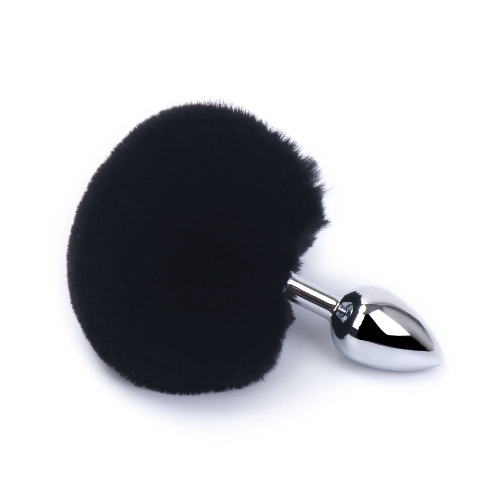 Plug Anal de Aço com Rabo de Coelho Pompom
