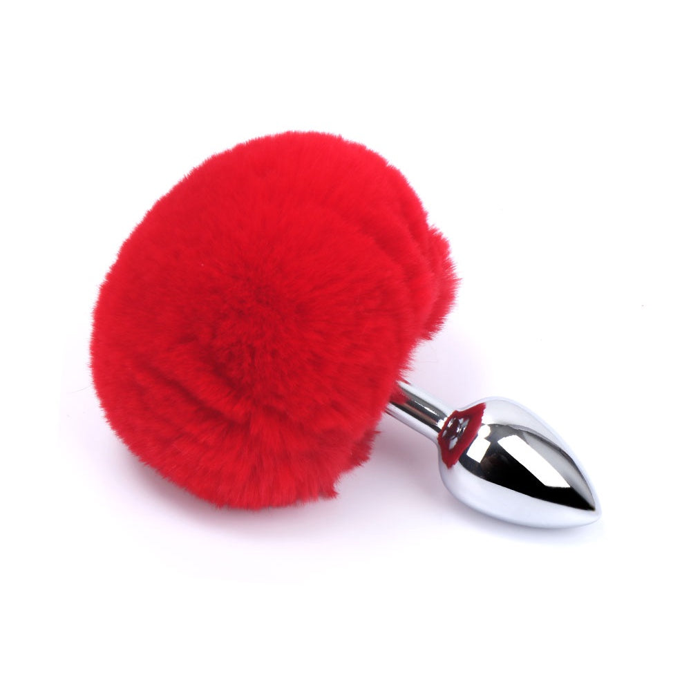 Plug Anal de Aço com Rabo de Coelho Pompom