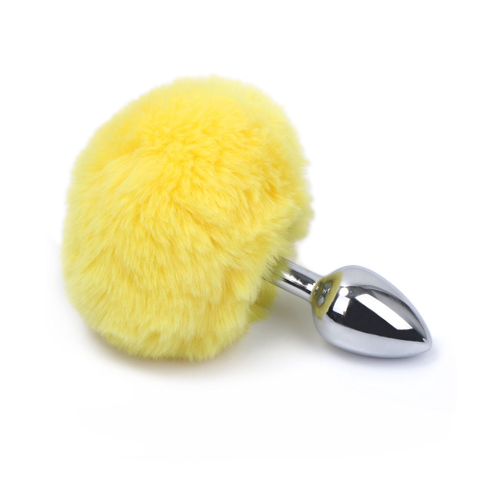 Plug Anal de Aço com Rabo de Coelho Pompom
