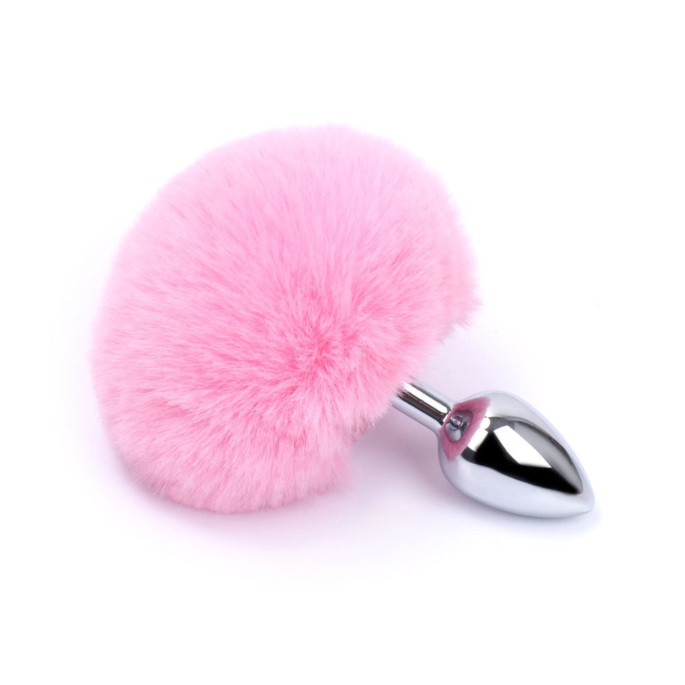 Plug Anal de Aço com Rabo de Coelho Pompom