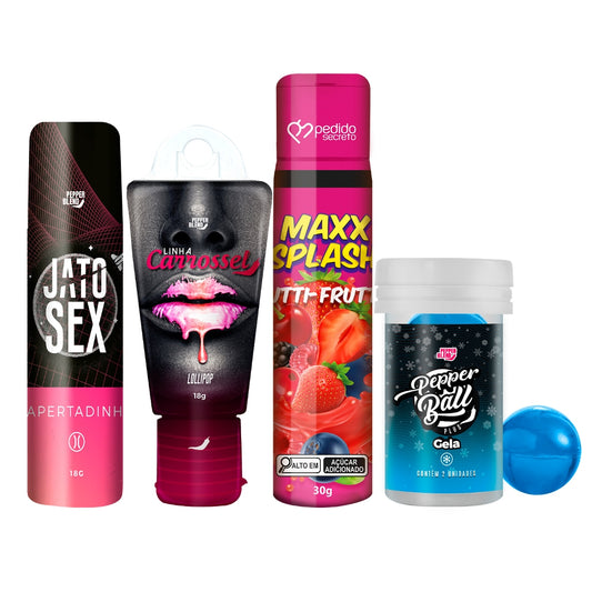 Kit 4 Produtos Sexshop Vagina Apertadinha- Gel Lubrificante Comestível -Bolinha Eroticas- Maxx Splash Morango