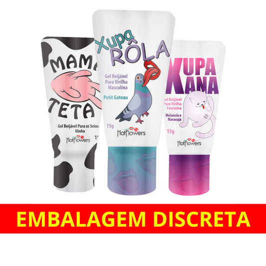 Kit Gel Oral Beijável Xupa Rola + Xupa Xana + Mama Teta